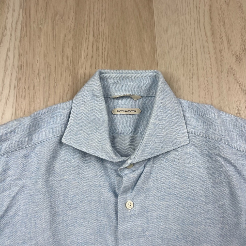 Suit Supply Egyptian Cotton Button Up Shirt Mens Size 39 15 1/2 Blue Heathered - Picture 3 of 15